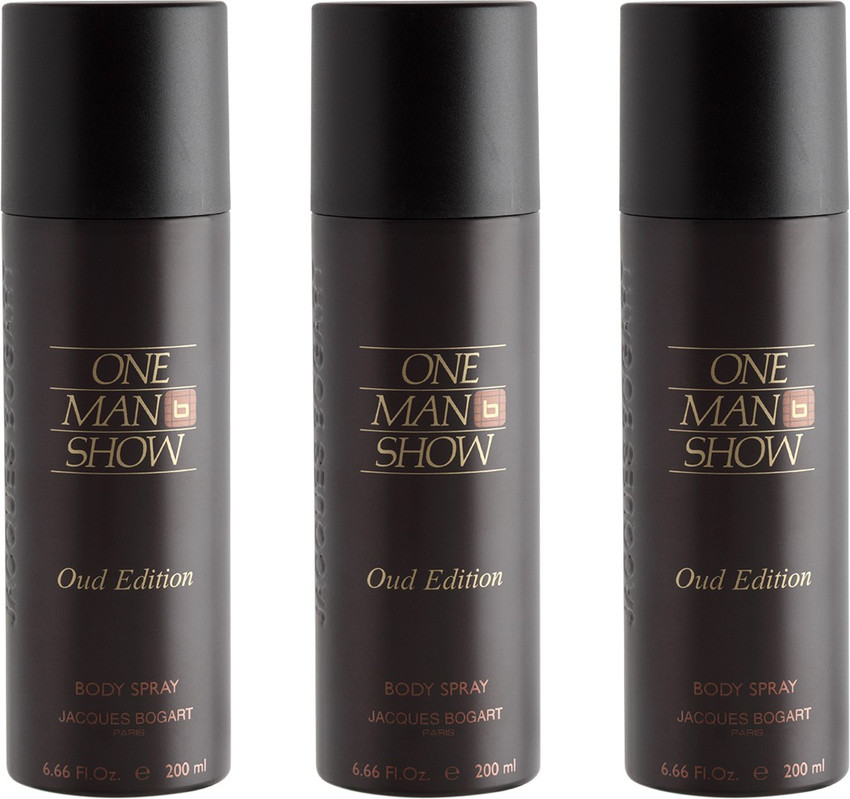 JACQUES BOGART One Man Show Oud Deodorant Spray 200ml Pack of 3
