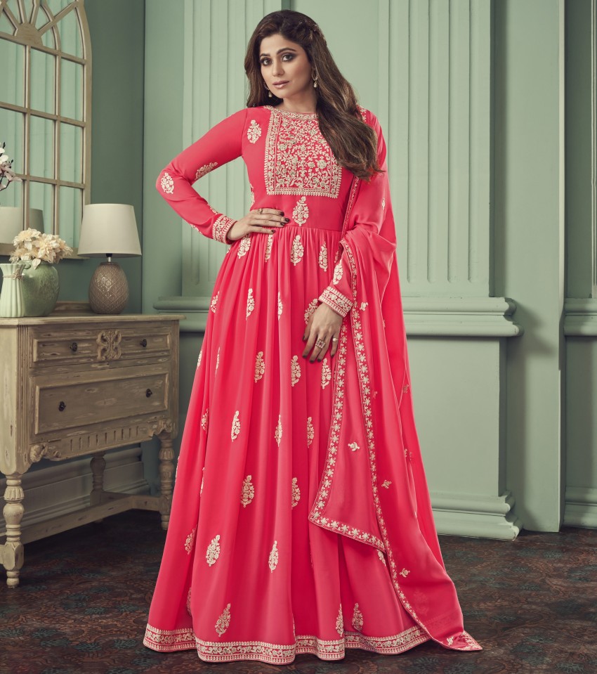 SO SHOW COLLECTION Georgette Embroidered Self Design Gown Anarkali Kurta Bottom Material Price in India Buy SO SHOW COLLECTION Georgette Embroidered Self Design Gown Anarkali Kurta Bottom Material onl...