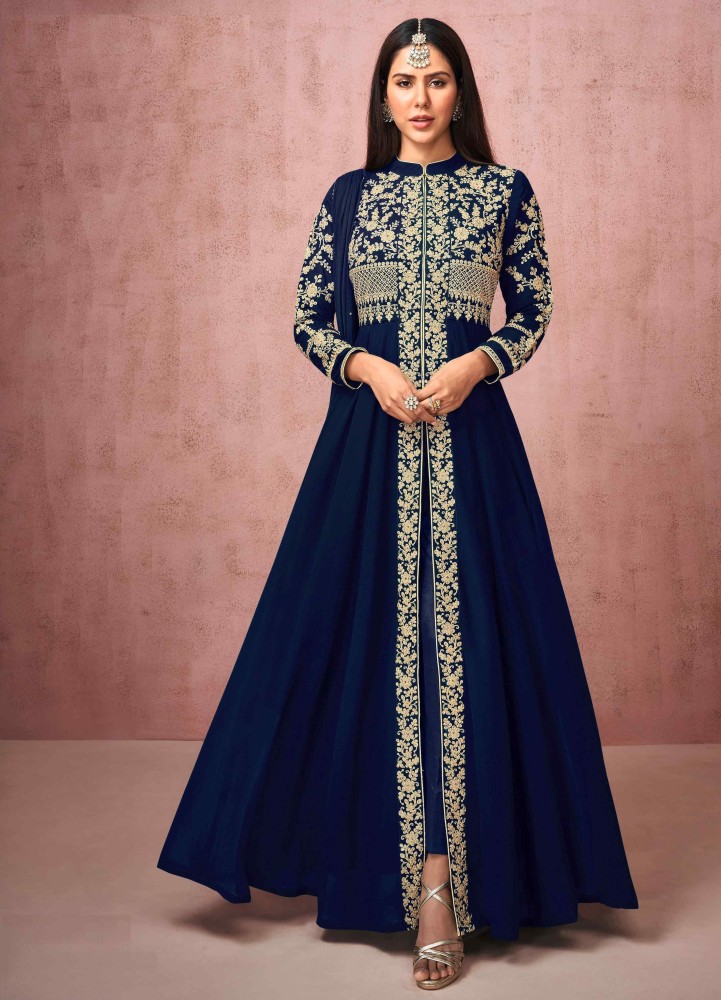 Clothira Georgette Embroidered Gown/Anarkali Kurta & Bottom Material Price  in India - Buy Clothira Georgette Embroidered Gown/Anarkali Kurta & Bottom  Material online at Flipkart.com