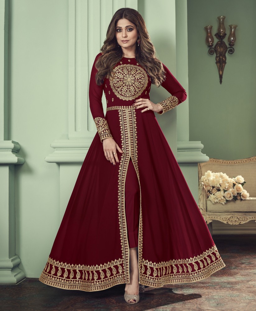 ACHES Georgette Embroidered Gown Anarkali Kurta Bottom Material