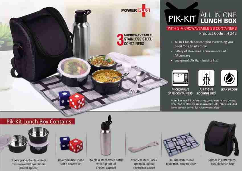 Stainless Steel Basic Topware 4 SS container lunchbox set(1200ml), For  Office