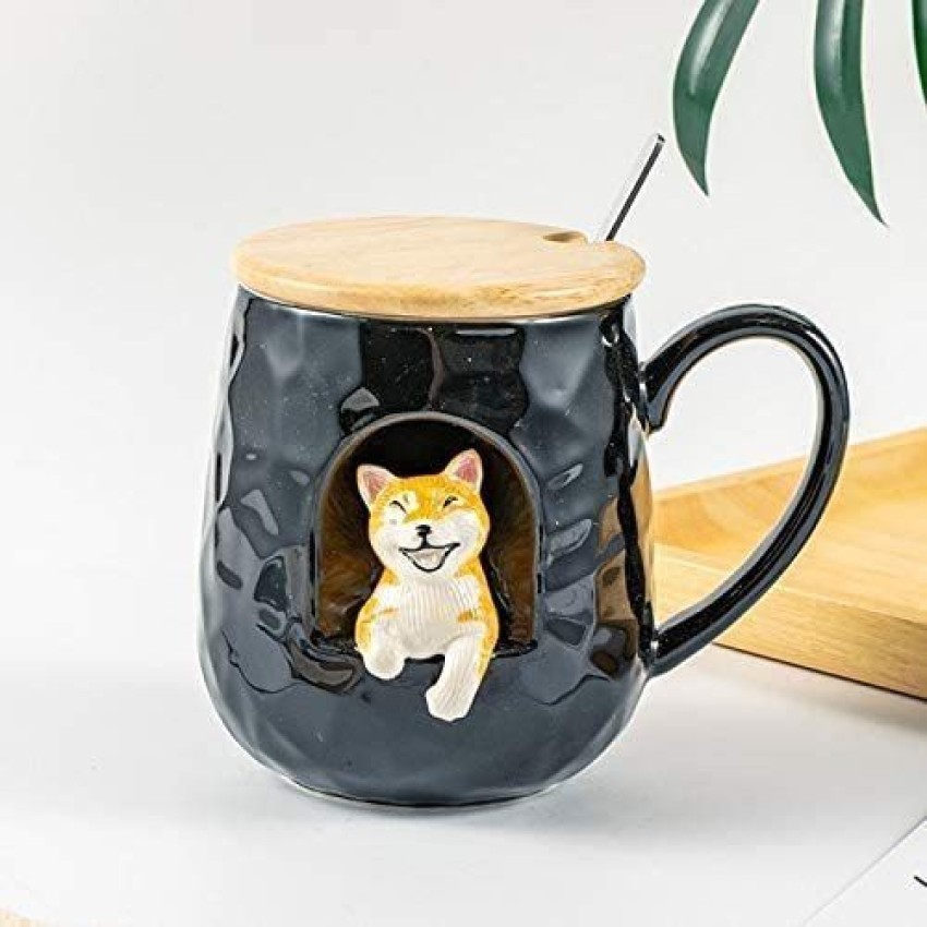 Buy 3D Animal Coffee Mug with Wooden Lid & Spoon-Pack of 1-Multi Design  Online in India – Skyborn