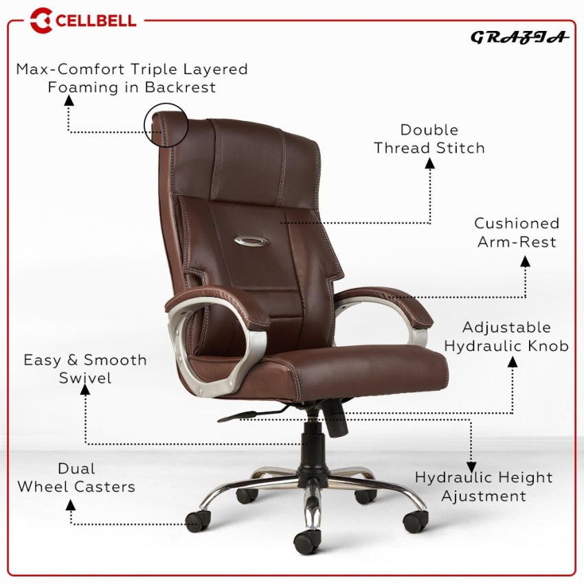 Oakcraft Double Padded Desk Chair Ergonomic Support Boss Chair Leatherette  Office Executive Chair Price in India - Buy Oakcraft Double Padded Desk  Chair Ergonomic Support Boss Chair Leatherette Office Executive Chair online