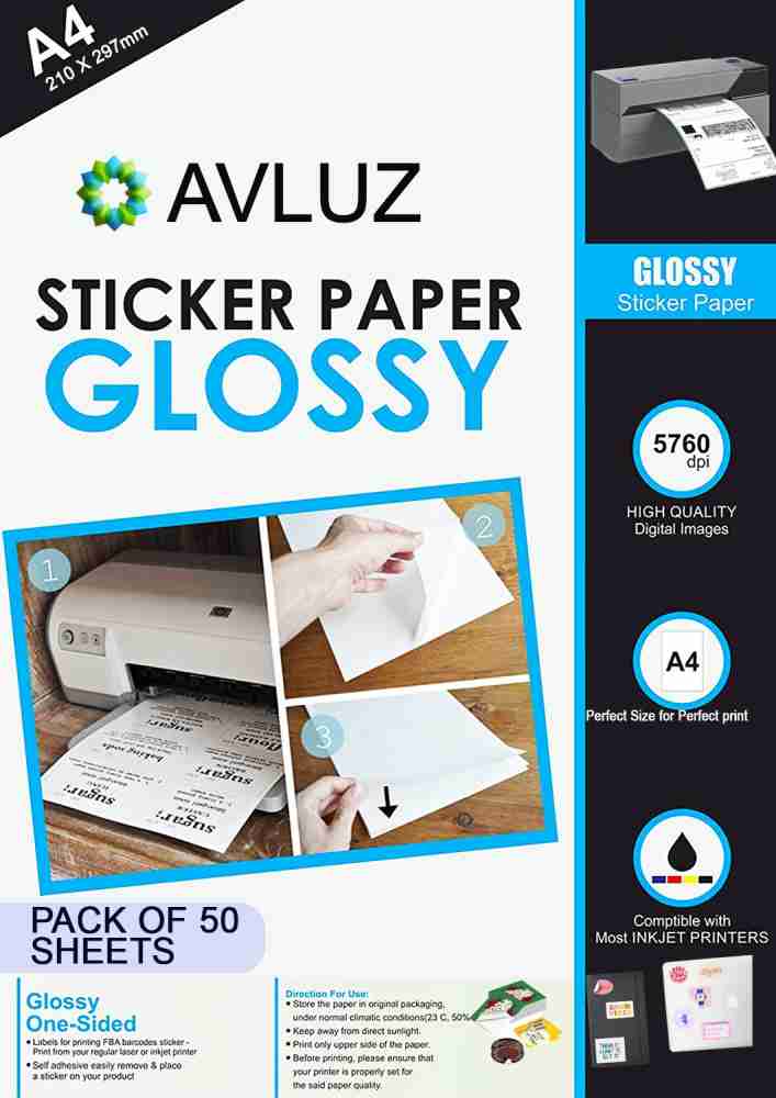 50 Sheets A4 Self-Adhesive Sticker Labels - Perfect for Inkjet Printers -  Choose from Matte or Shiny!