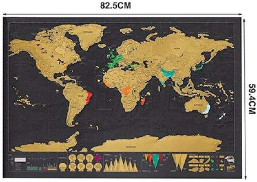 Scratch Off World Map Poster, Deluxe XL Travel Map, Scratch Off Map of The  World