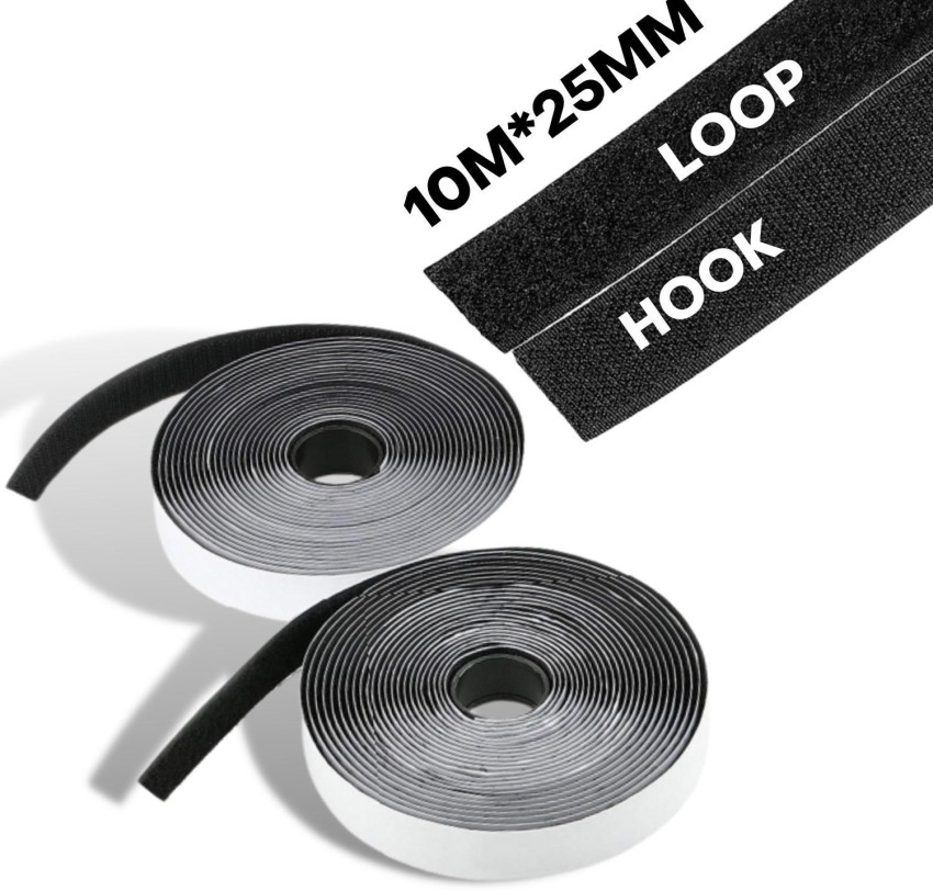 Royalkart Hook And Loop Tape Roll Strips With Adhesive Back Mounting Tape  For Picture And Tools Hanging Pedal Board Fastening (10 M Hook + 10 M Loop)  Stick-on Velcro Price in India 