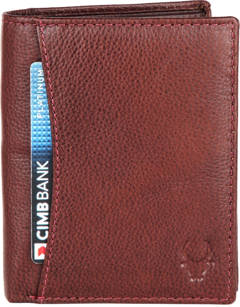 WILDHORN Men Casual Brown Genuine Leather Wallet maroon - Price in India