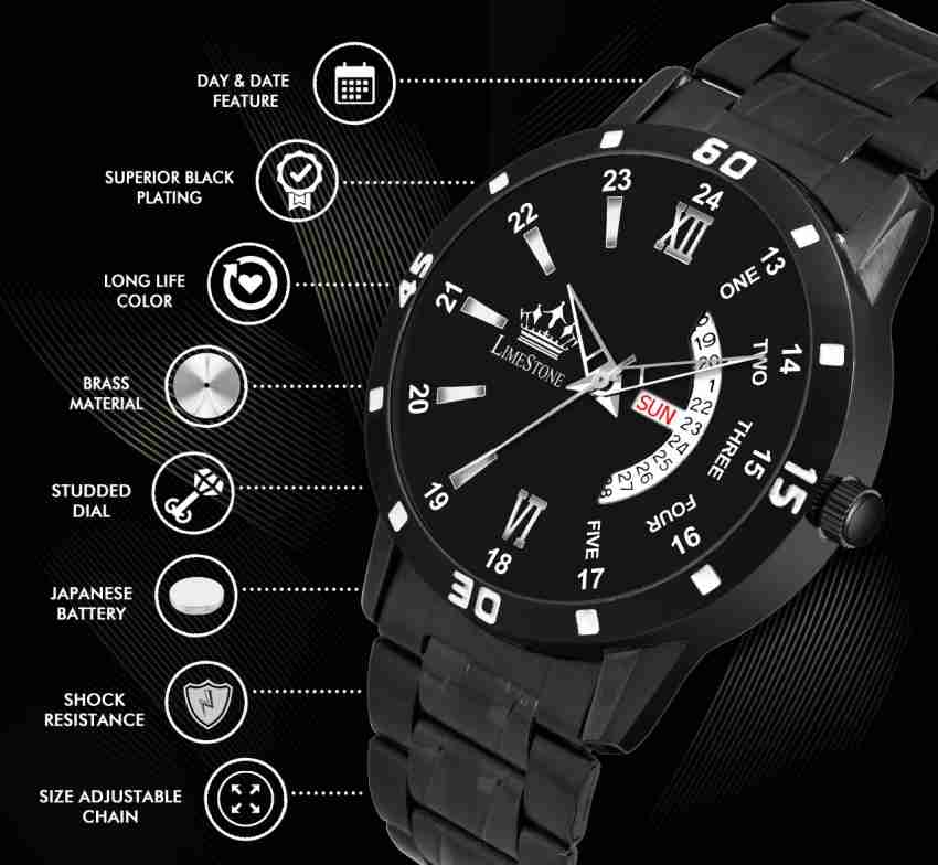 Buy LIMESTONE Analog Black Dial Black Strap Watch For Men (LS2972