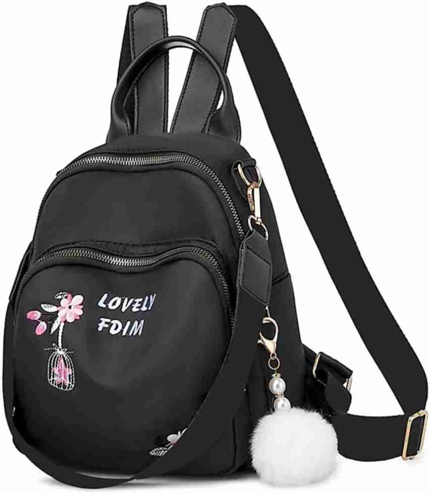 Black embroidered backpack hotsell