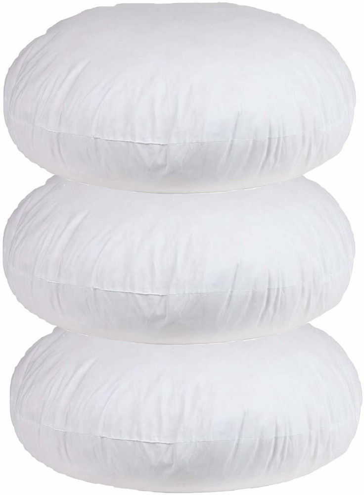 kioni Micro Fiber Round Pillow Inserts 16 x 16 Inch White Microfibre Solid Cushion Pack of 3