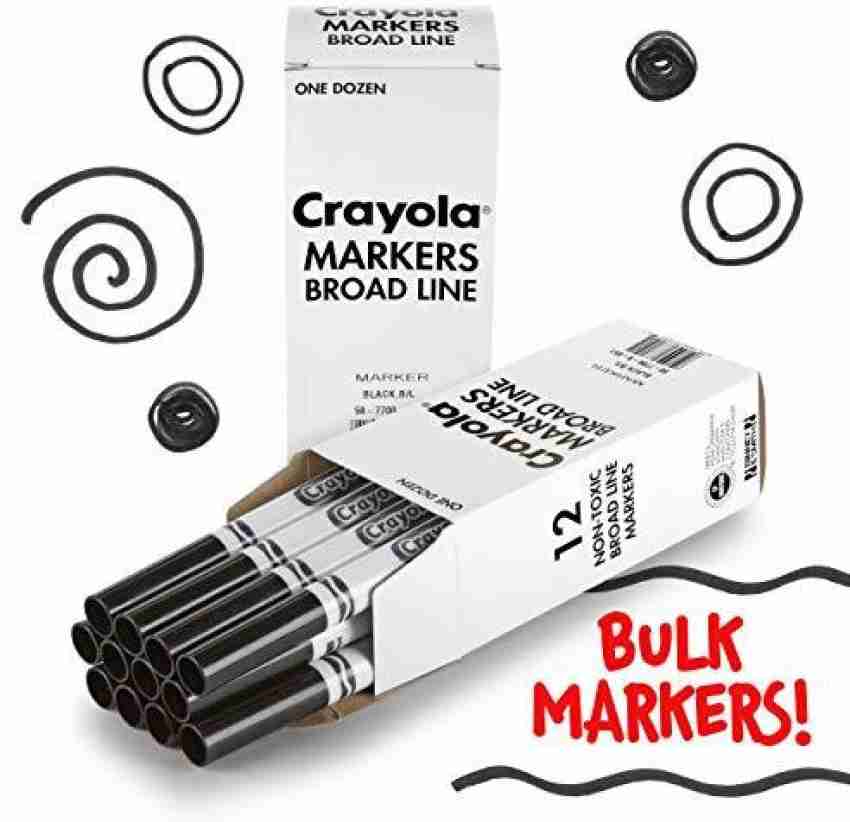 CRAYOLA Broad Line Markers, Black, 12 Count Bulk Markers - Broad