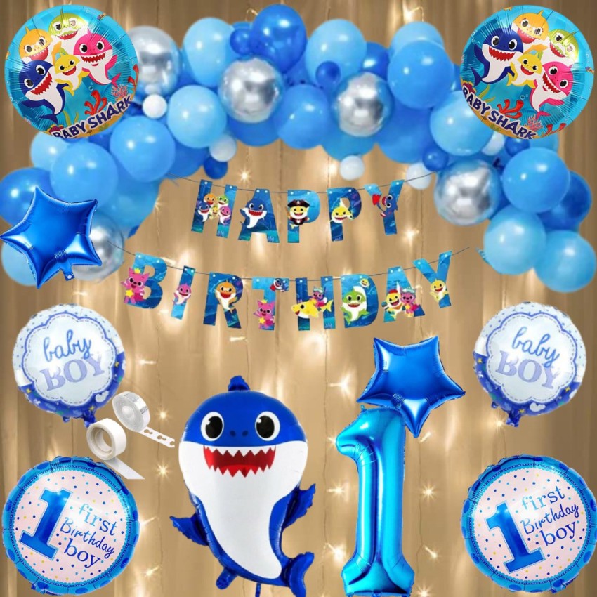 FLICK IN 1st Birthday Decoration for Boy Theme Baby Shark First