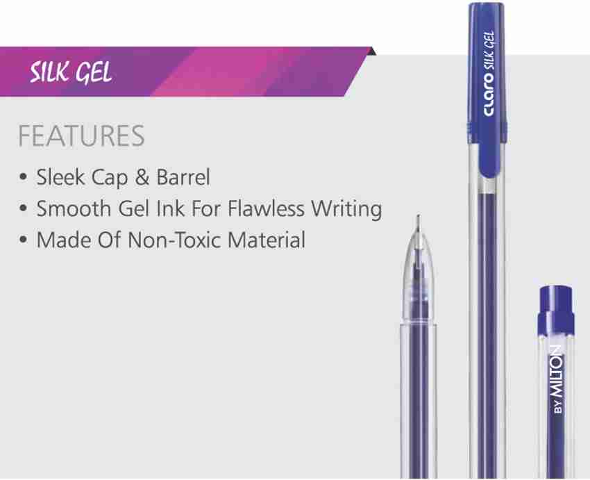 Add Gel Add Achiever Gel Pen Set Of 10 Pens Transparent Body With Silver  Cap Blue