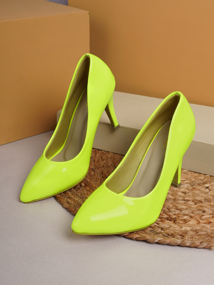 Get Glamr Women s Fluorescent Green Solid Closed Back Casual Pumps Women Heels Buy Get Glamr Women s Fluorescent Green Solid Closed Back Casual Pumps Women Heels Online at Best Price Shop