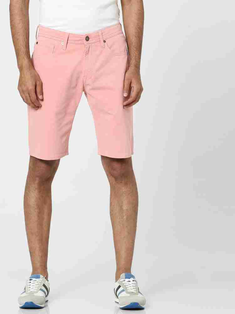 mens pink jean shorts