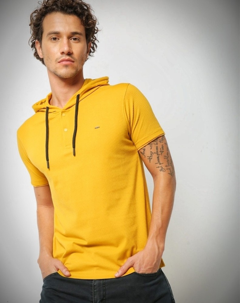 dnmx Solid Men Hooded Neck Yellow T Shirt Buy dnmx Solid Men Hooded Neck Yellow T Shirt Online at Best Prices in India Flipkart