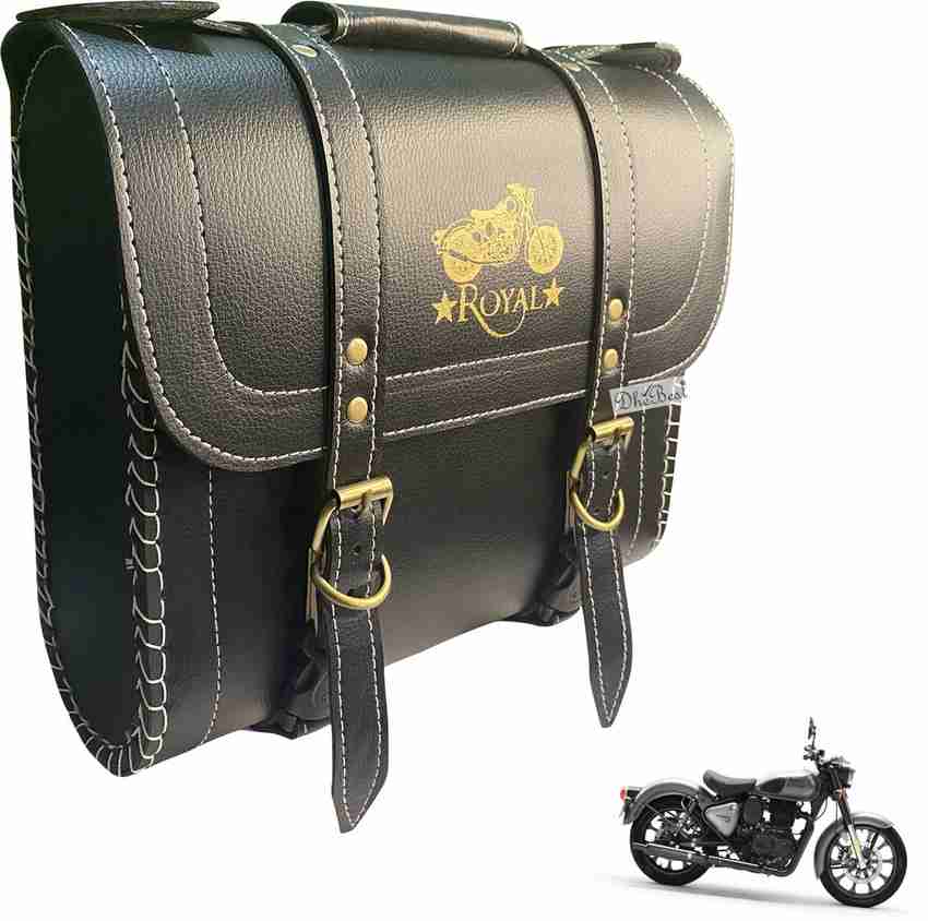 Dhe Best Bike Saddle Bag Waterproof Golden Buckle for Royal Enfield Reborn Classic 350 Saddle Bag Black Leatherette Motorbike Saddlebag Price in India Buy Dhe Best Bike Saddle Bag Waterproof Golden Bu...