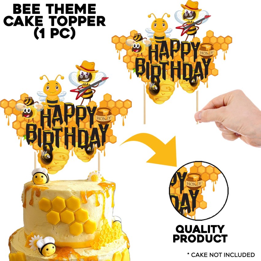 HAPPY BIRTHDAY CAKE TOPPER L SHAPE YELLOW