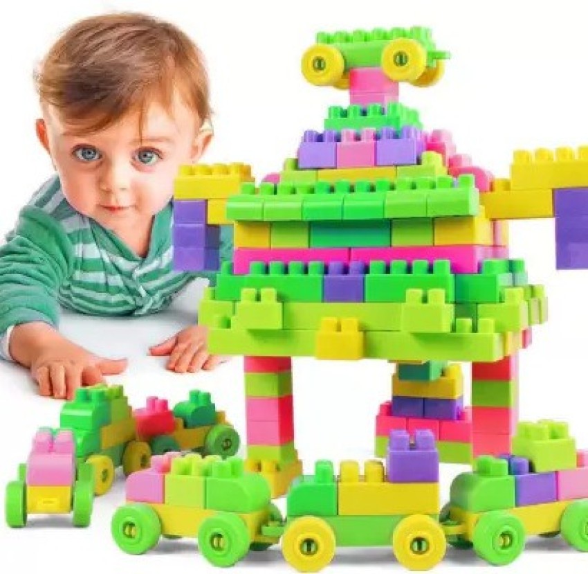 GREEN WAY BEST GIFT BABY TOY 100pcs (92 Pieces +8 Tyres) Building Blocks -  BEST GIFT BABY TOY 100pcs (92 Pieces +8 Tyres) Building Blocks . Buy KIDS  TOYS toys in India.