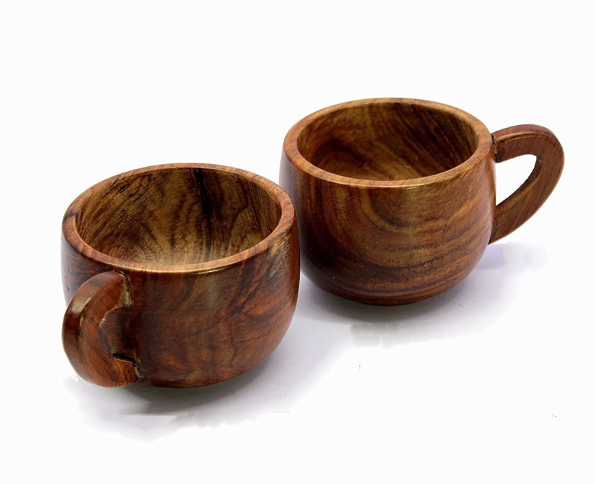 KLEO Pack of 2 Wooden Wooden Tea & Coffee Cups Mugs Set of 2 - 200