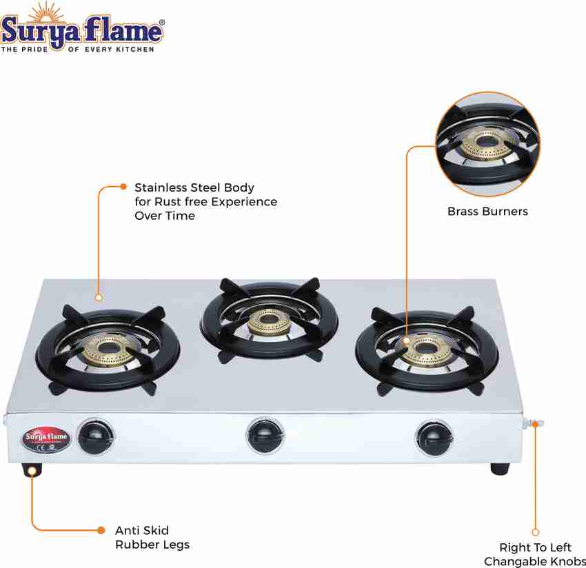 Suryaflame Triple Cook LPG Gas Stove 2 Years Doorstep Service