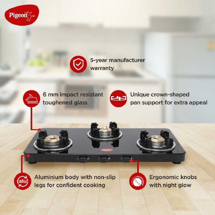 pigeon gas stove toughened glass