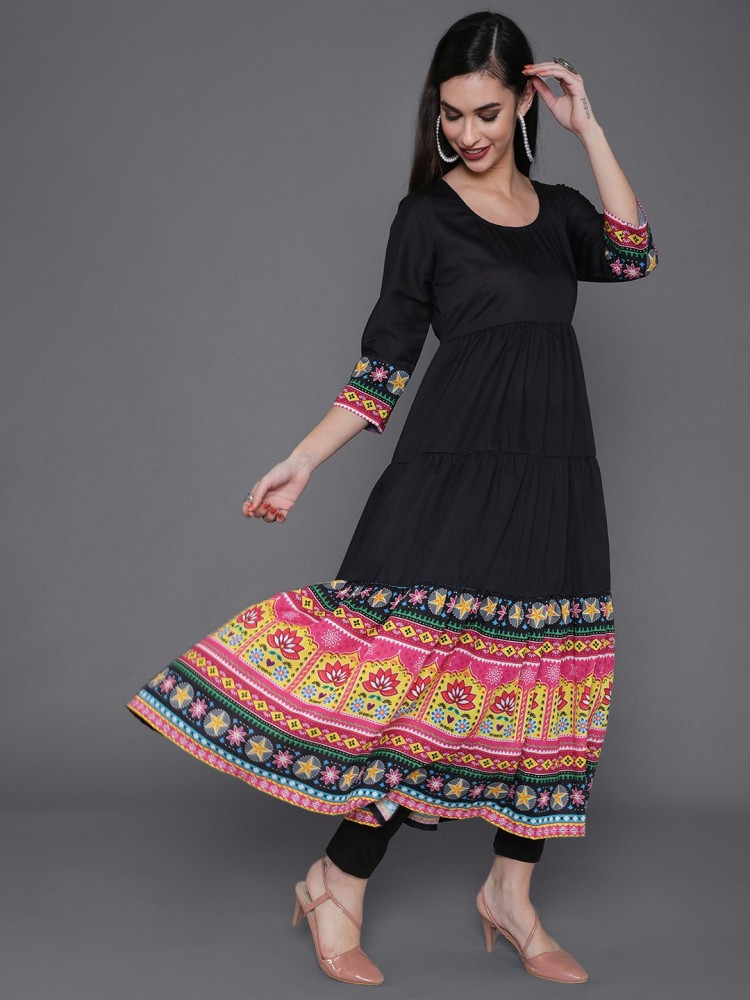 Aks black sale solid kurta