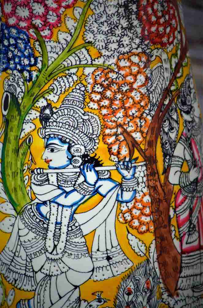 Nyom Hand painted Multi Color traditional Leather lampshade