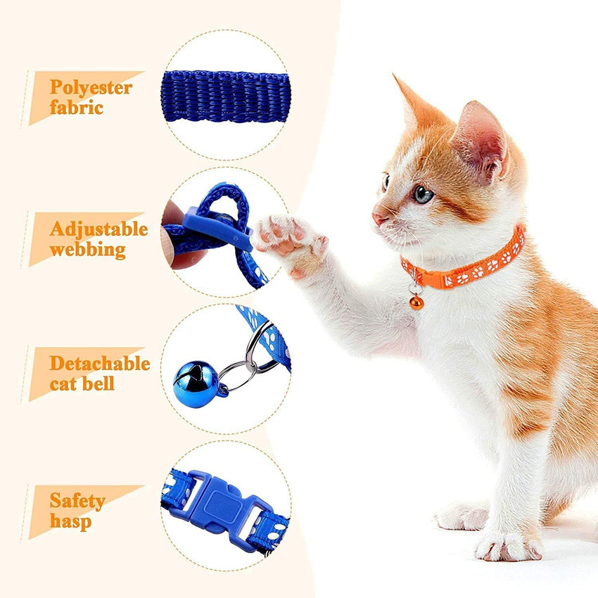 Woofy Cat Collar Belt for Kitten with Bell Paw Print Nylon Made Bell Cat Collar Charm Price in India Buy Woofy Cat Collar Belt for Kitten with Bell Paw Print Nylon