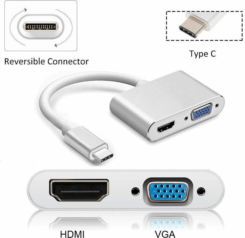 RuhZa Type C to HDMI VGA Adapter USB 3.1 Type C USB C to VGA