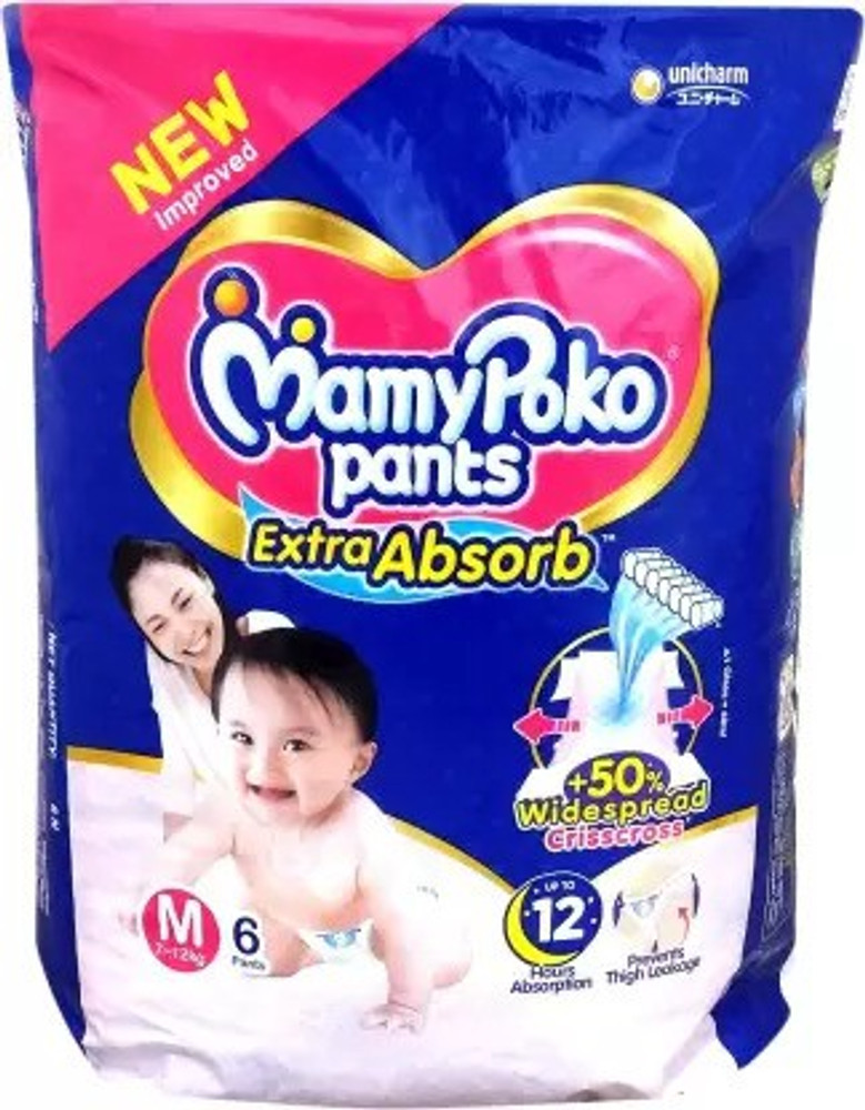 MAMY POKO PANTS Extra Absorb Diaper Medium 6 Pcs for Kids M