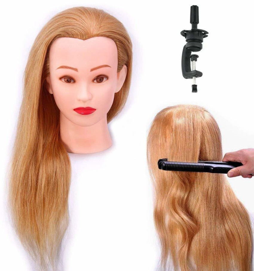24'' 60% Real Human Hair Mannequin Head for Hair Training Styling