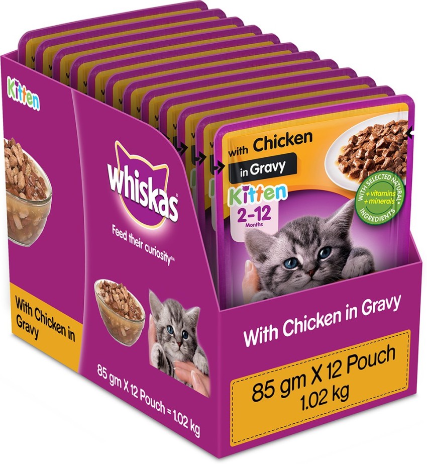 Whiskas Kitten 2 12 months Chicken 1.02 kg 12x0.09 kg Wet New Born Cat Food