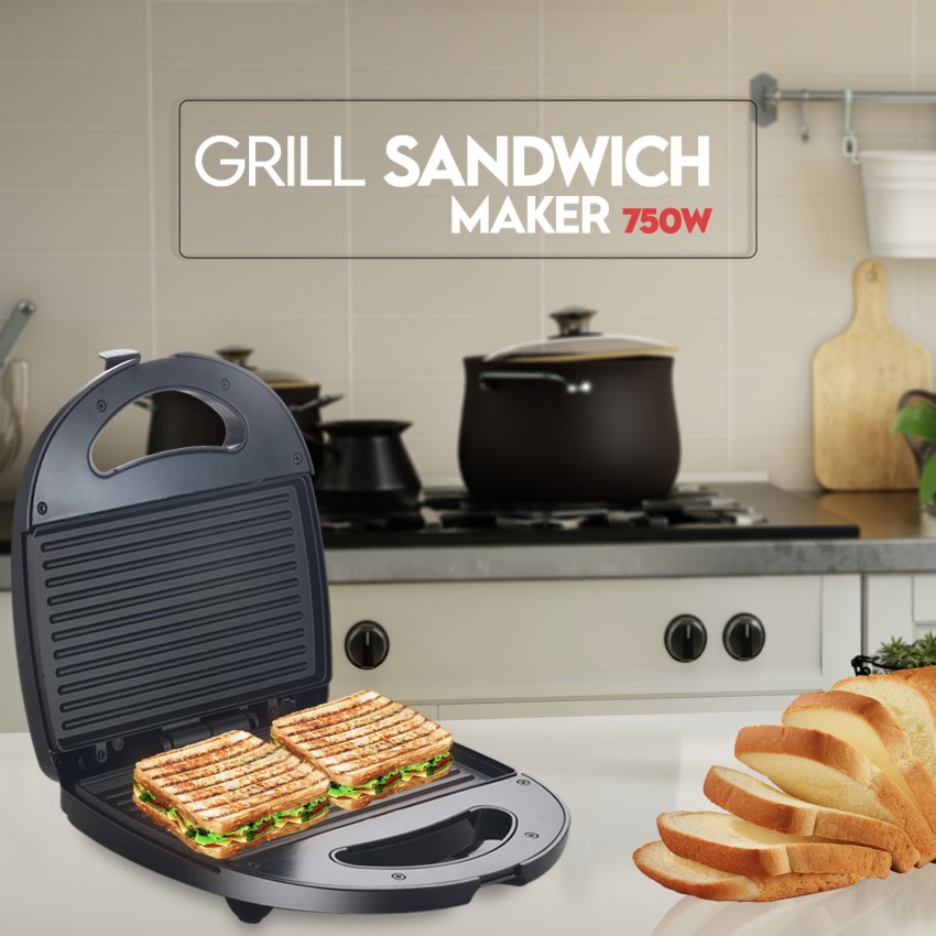 Prestige Sandwich Toasters With Fixed Grill Plate, Non-Stick Heating Plate,  Elegant Black Finish Body, Indicator Light, Ergonomic Handle (PGMFB)