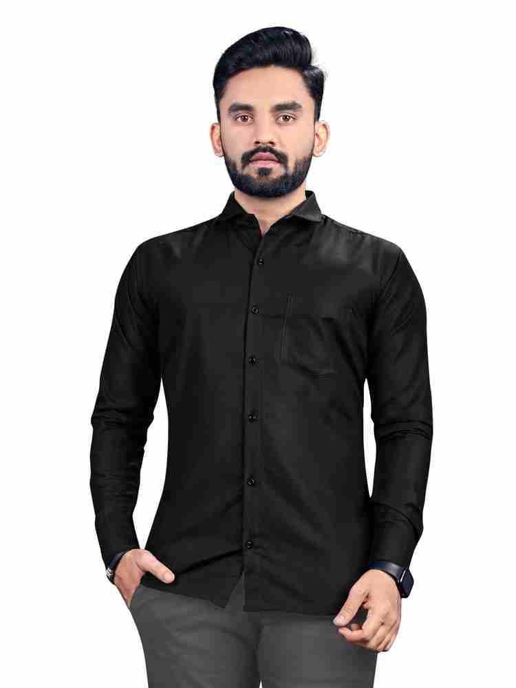 Black colour plain best sale shirt