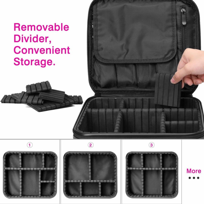 Rozia Makeup Kit Girls Makeup Case Cosmetic Bag Brush Organizer Storage 16.5 Inches Travel Make Up Box 3 Layer Large Capacity Vanity Adjustable Strap