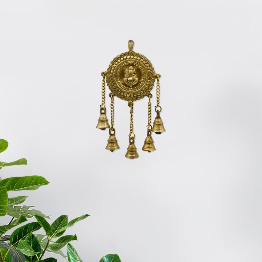 Ganesha Hanging Bell - Brass Wall Hanging for Temple - Decorative and  Religious