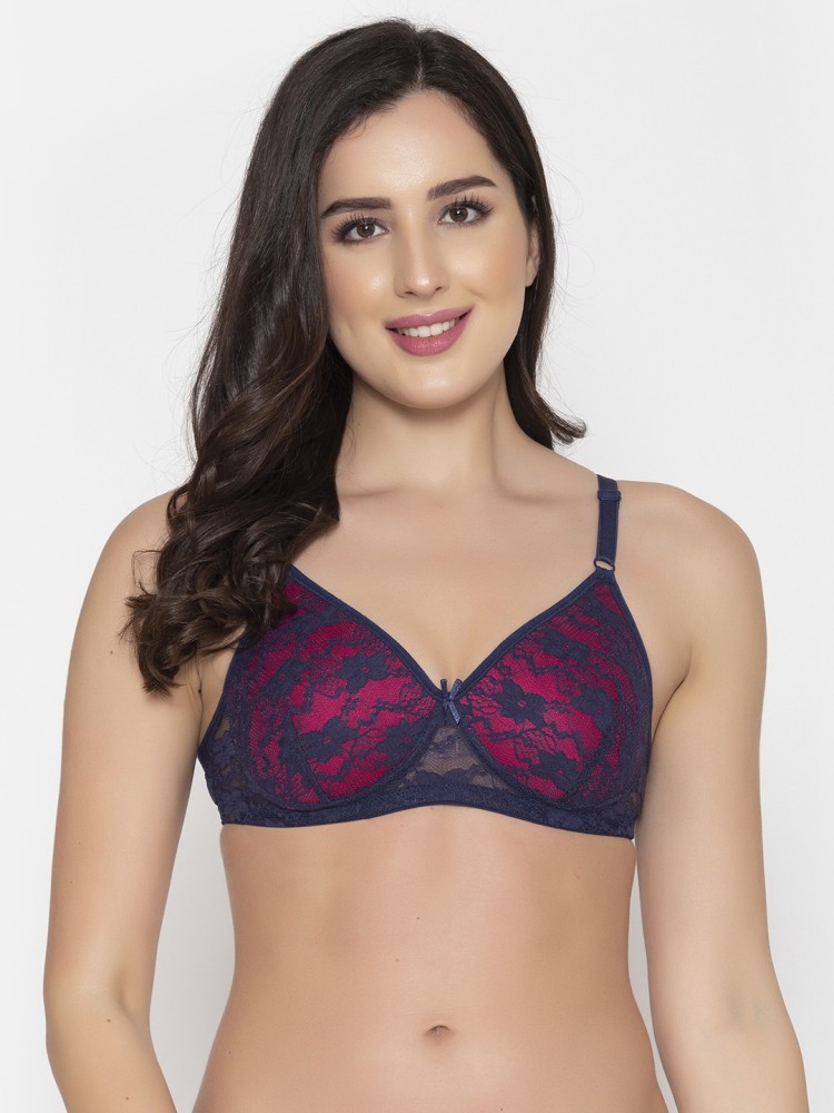 Buy Clovia Pink Solid Cotton & lace Single T-shirt bra Online at