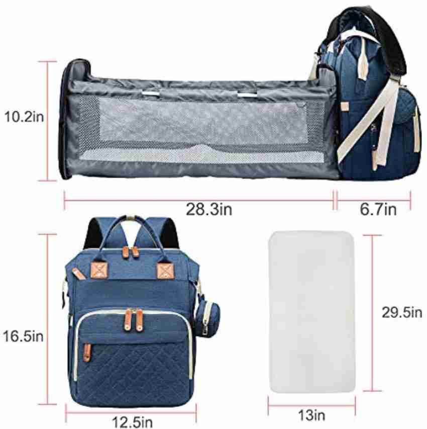 Diaper Bag Backpack, Portable Travel Mommy Bag with Changing Station,  Multi-Function Baby Bassinet Crib Diaper Backpack with Foldable Crib