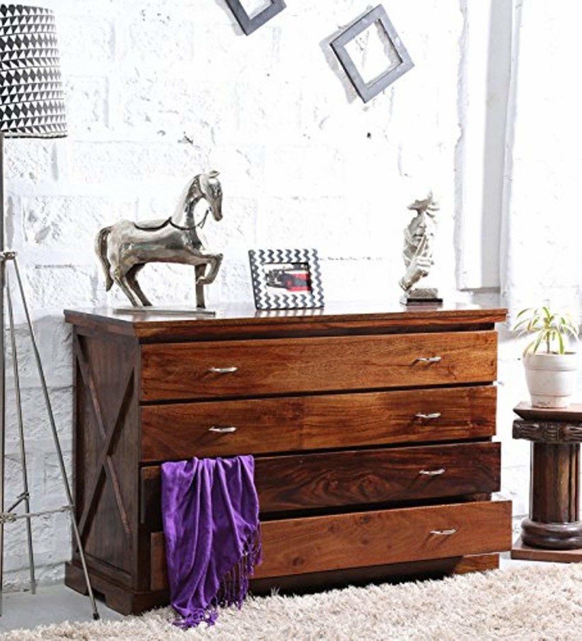 Solid Sheesham Wood Chest Of 4 Drawers