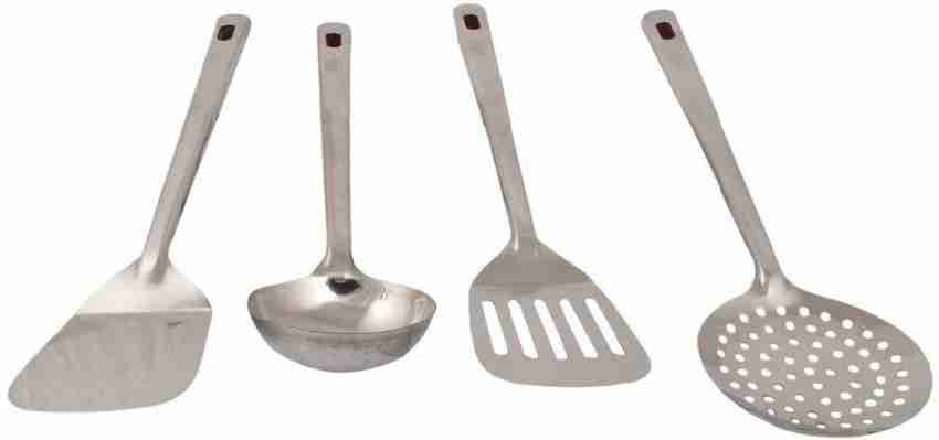 Steel Cooking Serving Spoon Set of 4 Kitchen Tools Spatula Chamcha Karchhi  palta