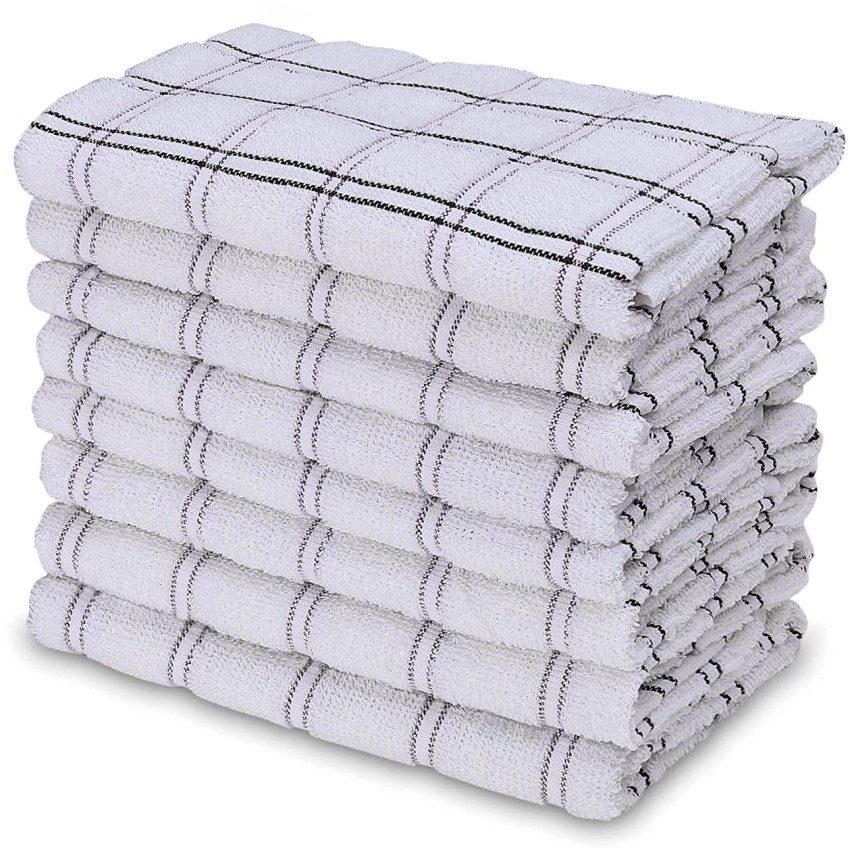 Pack of 4 BLACK & WHITE Check 100% Cotton Extra Large Kitchen Terry Tea  Towels