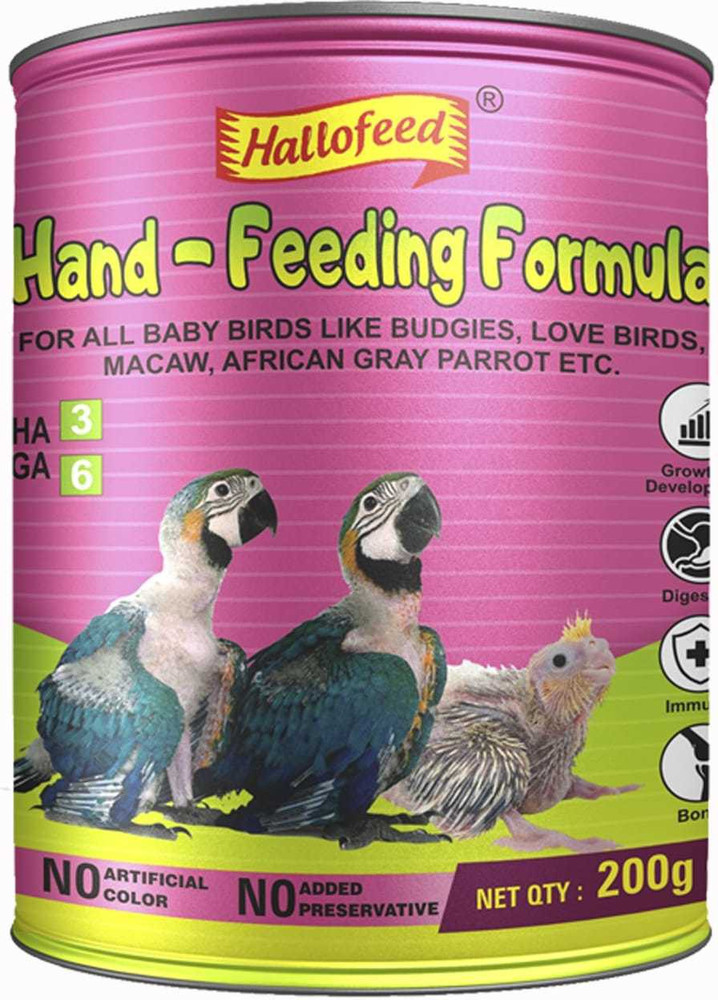 Hallofeed Hand Feeding Formula for Baby Bird Food 200gm 0.2 kg Dry