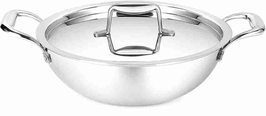 Indian traditional Stainless Steel kadhai For Cooking Capacity 1000ml 