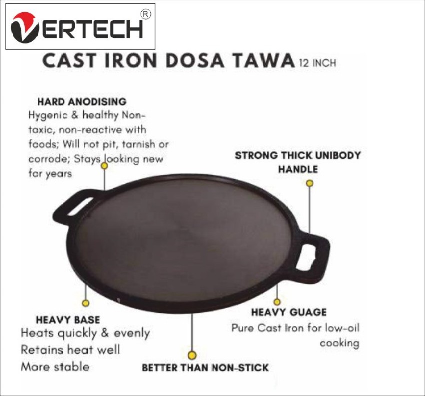 Black metal Iron Dosa Tawa Single Handle, Round, Capacity: Large