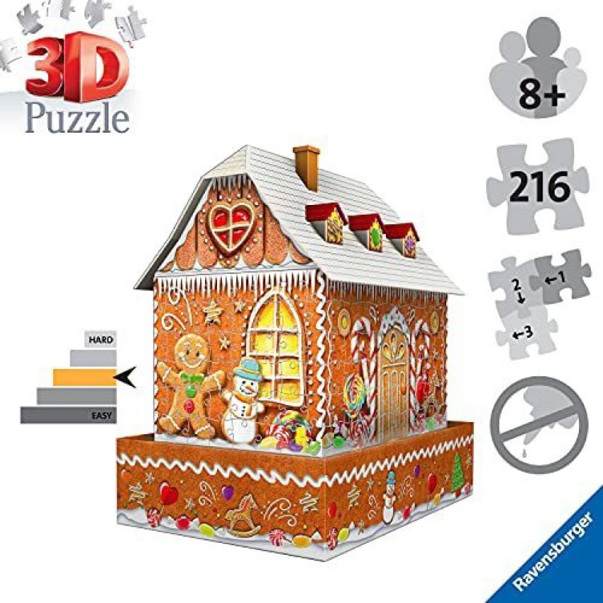 RAVENSBURGER 3D Gingerbread House 216 Piece Jigsaw Puzzle for Every Piece  is Unique - 3D Gingerbread House 216 Piece Jigsaw Puzzle for Every Piece is  Unique . shop for RAVENSBURGER products in India.