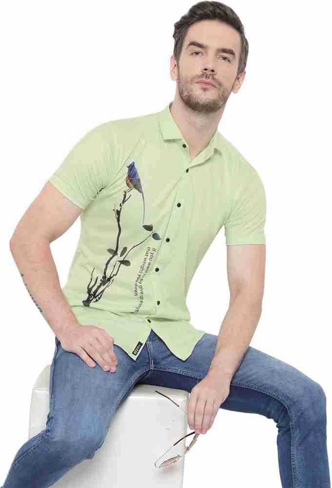 Men Animal Print Slim Fit Shirt with Patch Pocket