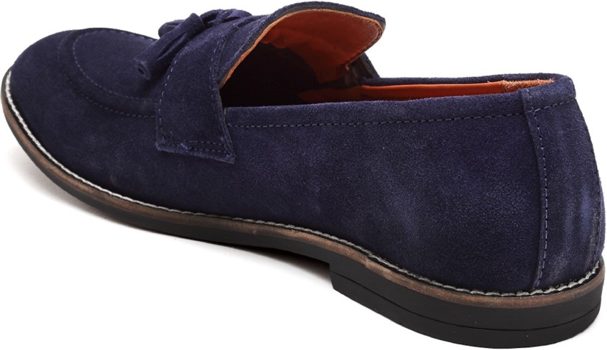 Blue Suede Tassel Loafers