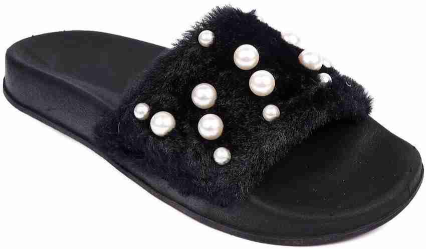 Fur sliders black deals