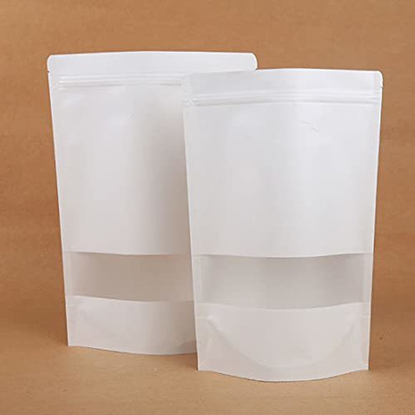 3A Featuretail Kraft Paper Standup Zip Lock Sealable Pouch Iner Laminated with Rectangle Window Paper Storage Pouch Price in India Buy 3A Featuretail Kraft Paper Standup Zip Lock Sealable Pouch Iner